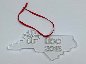 UDC United Daughters of the Confederacy Acrylic 2015 Ornament North Carolina NC