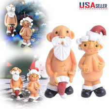 2 Pcs Resin Santa Claus Ornament Naked Santa Naughty Funny Christmas Tree Hanger