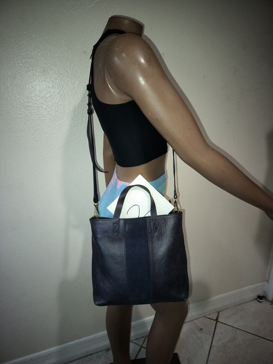 Navy Madewell Mini Tote Madewell Dark Navy Black Suede Leather - Main Image