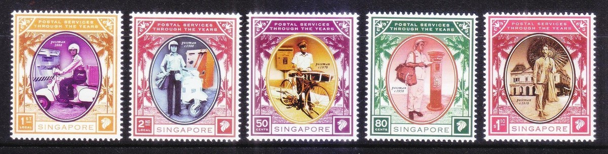 その他 the 2008 collection of singapore stamps SINGAPORE 2008 POSTAL SERVICES THROUGH THE YEAR COMP. SET OF 5