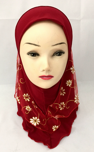 Lace Muslim Hijab Kids Baby Girls Shawls Scarf Islamic Child Hat 2-6Y - Picture 32 of 41