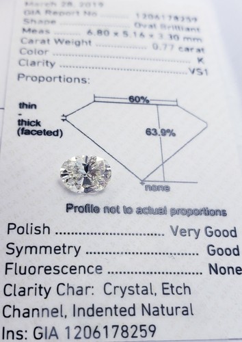 Ideal 0.77CT Loose Diamond Oval Cut Natural Brilliant GIA Certified VS1 Clarity - Picture 3 of 7