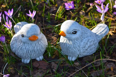 Steinfigur Gartendeko Riesen Spatz  2er-Set massiv, Frostfest, Wetterfest