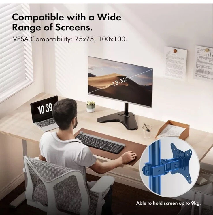 VonHaus  Single Monitor Mount and Stand 13-27” Screen 3000241.1 - Image 2 of 4