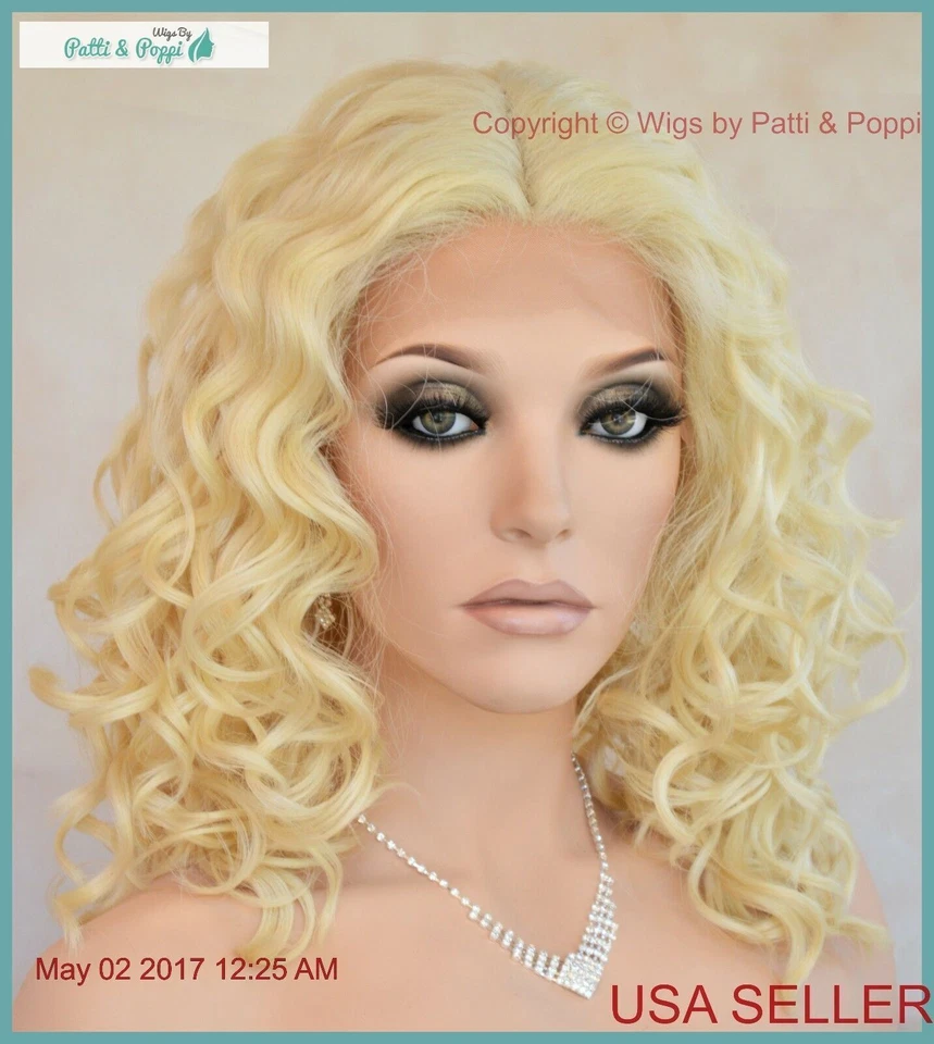 蕾丝正面中号卷发假发金发 613 时髦性感热销美国卖家 1190 — 第 3/4 张图片