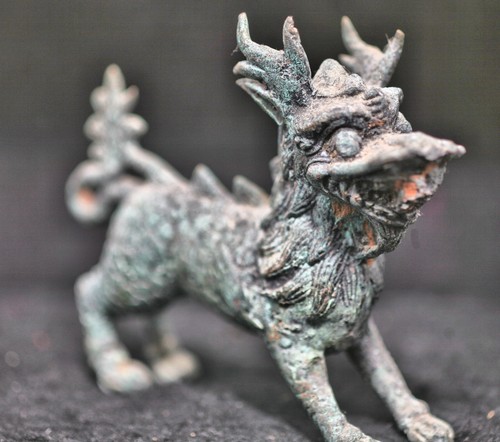 Fantastic Antique Chinese Hand-Crafted Bronze Qi Lin Dragon Statue - Picture 7 of 11