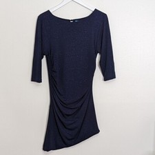 Alice + Olivia Navy Sparkly Medium Dress With Asymmetrical Hem