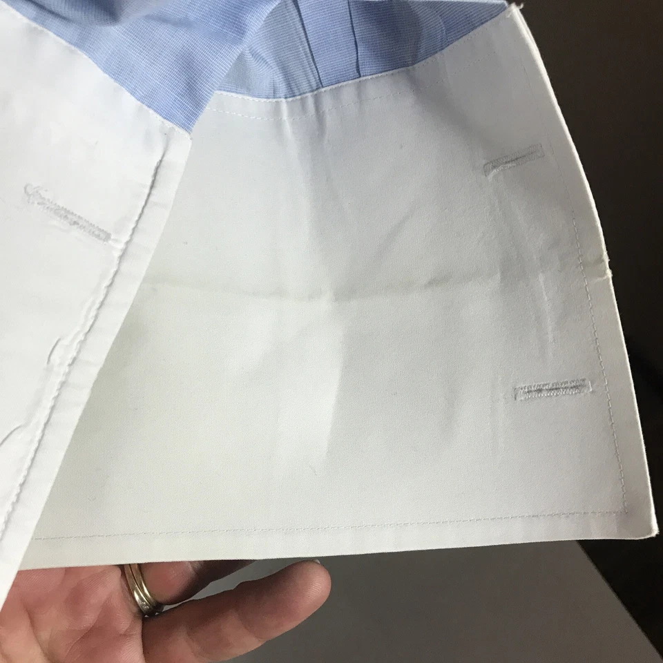 Camisa de vestir American Living azul liso sin arrugas talla grande 34-35 cuello 18 Foto 4 de 4