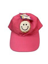 Washed Cap Fuzzy Smile Face Pink Cap 