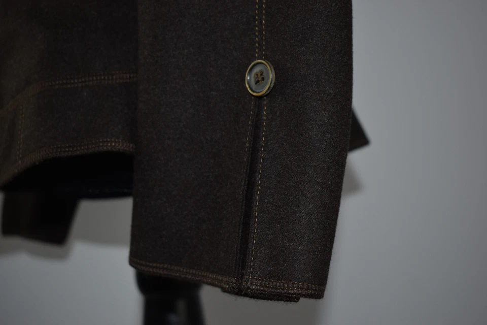 Brunello Cucinelli Size 44 Brown Button Up Blazer Tan Trim Jacket Pockets Italy  - Image 4 of 4