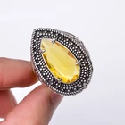 Citrine Gemstone Handmade Statement Ring 925 Sterling Silver Citrine Gift Ring