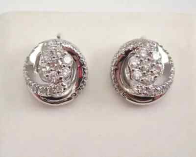 14K White Gold Plated 1.30Ct Round Real Moissanite Women's Cluster Stud Earrings
