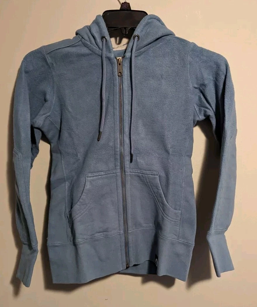 American Giant Womens Sz XS Blue Classic Full Zip Graphic Hoodie USA Cotton NOS