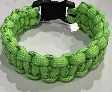 Paracord Survival Bracelet w/ Buckle Neon Green. You pic size.