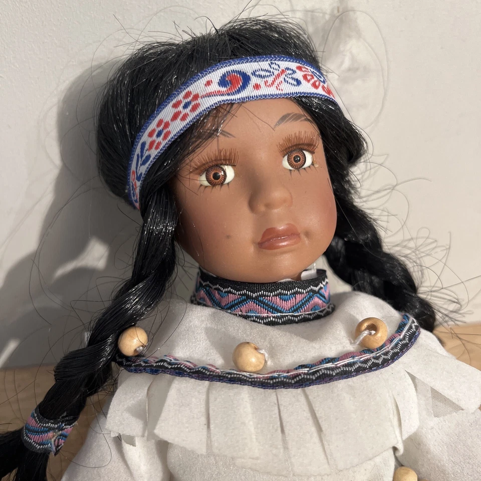 Poupée Indienne Tête Bras Jambes En Porcelaine Yeux En Verre Collection Vintage - Photo 2/4