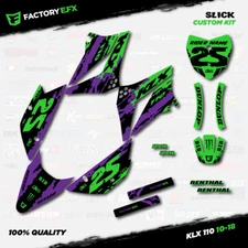 Purple & Green Slick Racing Graphics Kit fit Kawasaki 10-24 Klx110 KLX 110 Decal