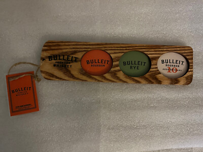 Bulleit Frontier Whiskey- Bourbon- Rye- Aged 10 Years Wood Flight Board Tasting