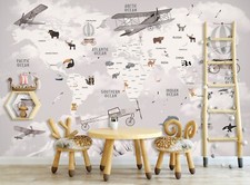 3D Gray World Map R3222 Wallpaper Wall Mural Self-adhesive Removable Kay