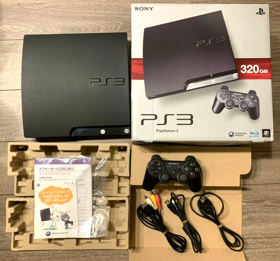 PS3 PlayStation 3 320GB CECH-2500B Charcoal Black console Used 