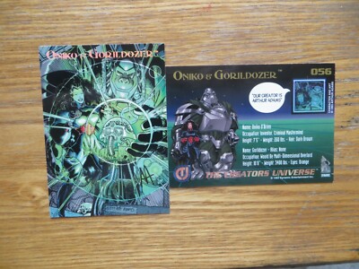 1993 VINTAGE CREATORS UNIVERSE ONIKO & GORILDOZER CARD SIGNED ART ADAMS, POA
