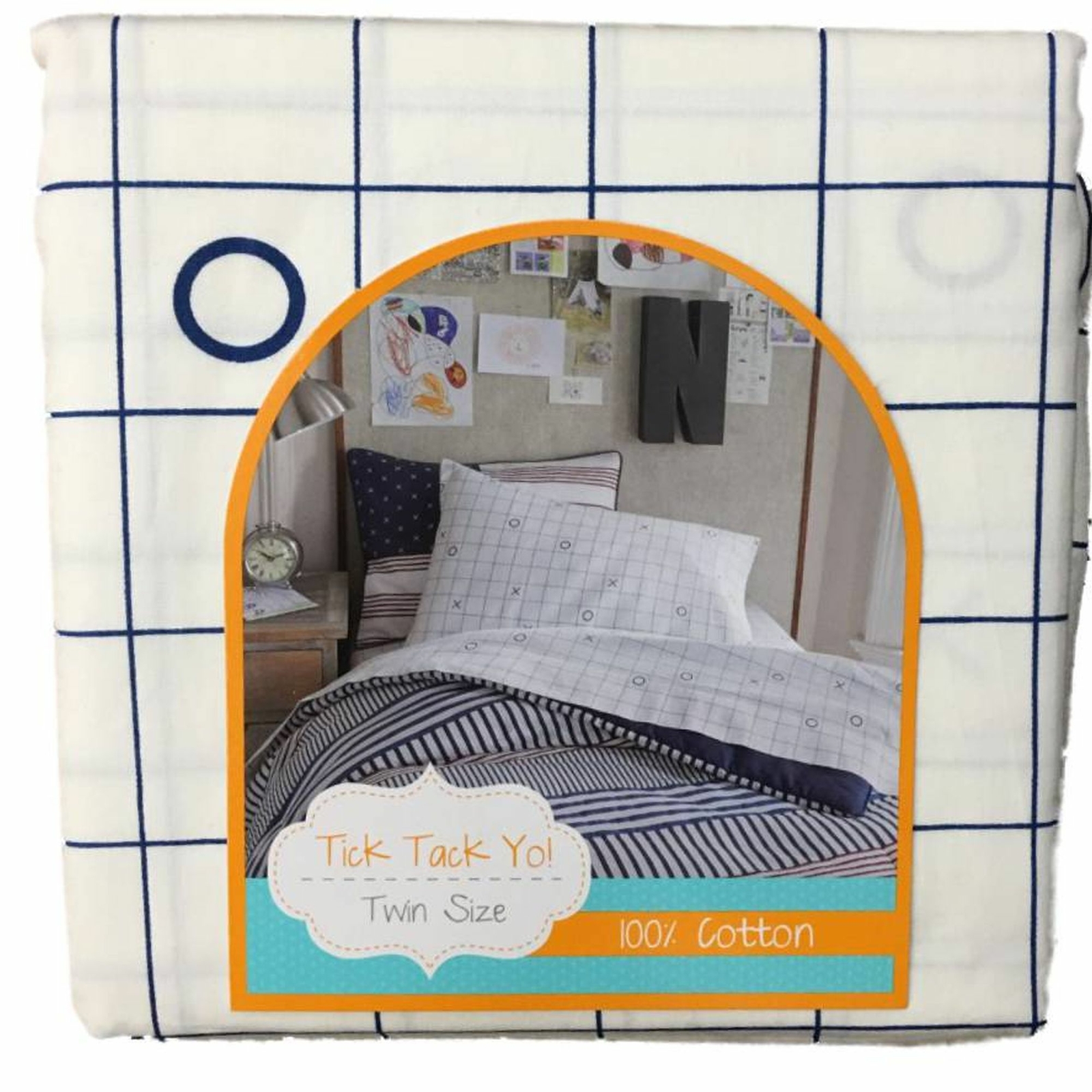 Tic Tac Yo 3 Piece Sheet Set Twin Size Cotton Game Grid Bed Sheets eBay