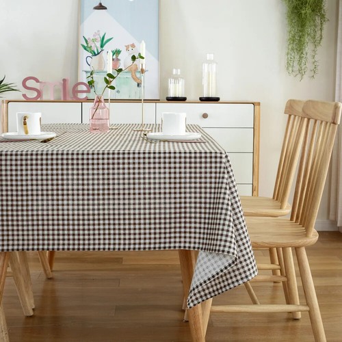 Vintage Gingham Checkered Plaid Cotton Linen Tablecloth Party Indoor/Outdoor Use - Picture 14 of 19