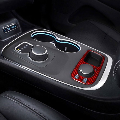 Red Carbon Fiber Interior Console Multimedia Knob Cover Trim For Dodge Durango - Picture 5 of 11