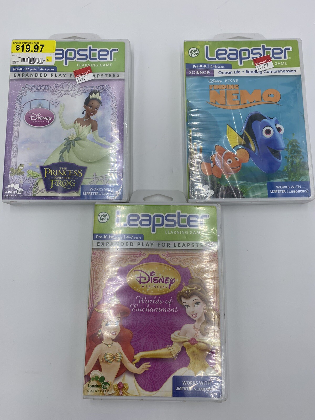 New leapster 1 or 2 lot of 3 disney pixar games learning games for