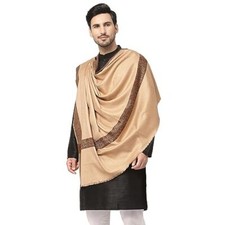 Men's Woven Border Woollen Lohi Meditation Shawl Wrap Top Gift For Birthday