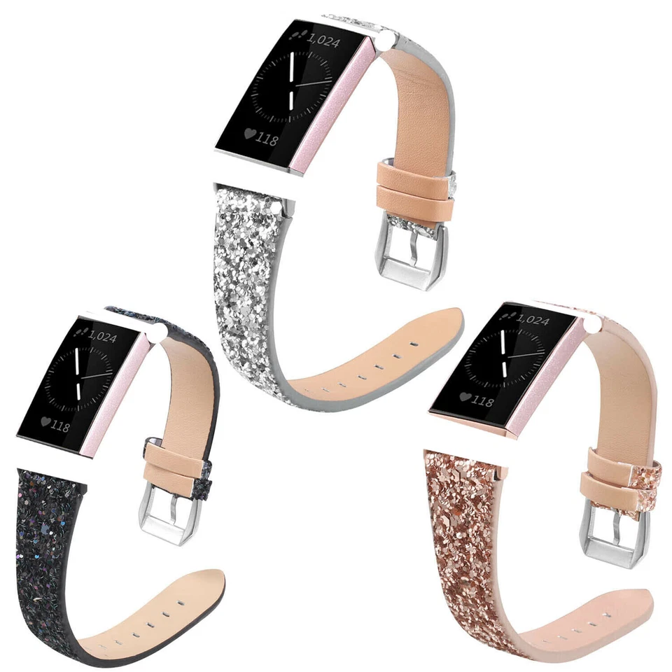 Correa de cuero brillante para Fitbit Charge 3 4 correa de reloj inteligente correa de pulsera brillante Foto 2 de 4