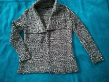 Dana Buchman black and white marled open front cardigan shawl-like collar XS