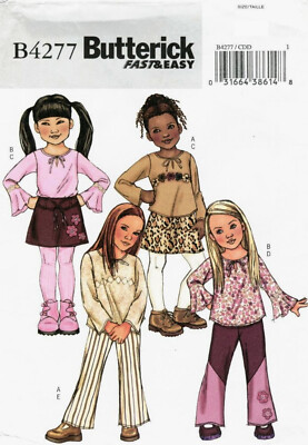 Butterick B4277 Girls Top Skirt Pants Sewing Pattern Uncut Size 2 3 4 5