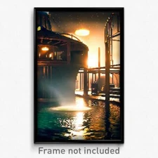 Pixel Art Poster - Captivating Watering Hole (8 Bit Video Game Print)