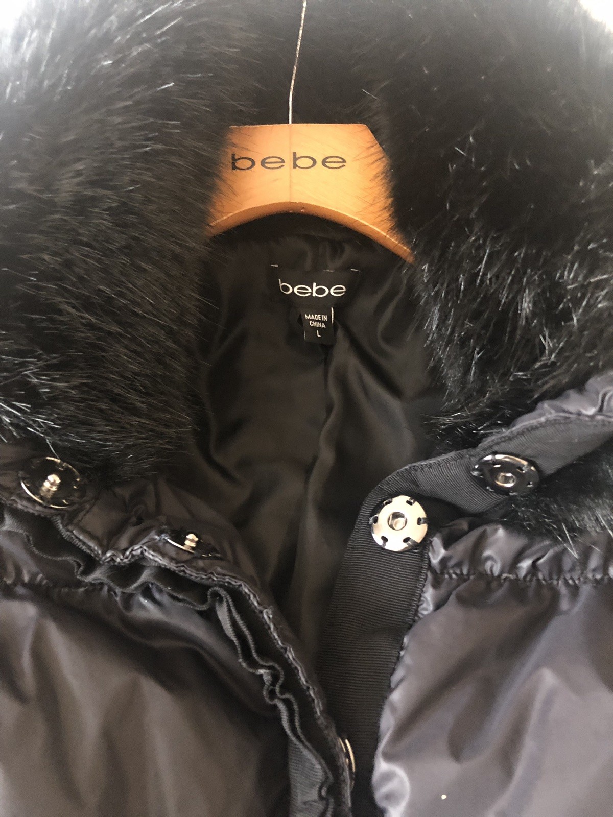 bebe black puffer jacket