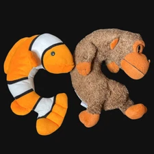 Lil Lewis Explorers Plush Monkey & Clown Fish Kids Travel Neck Support Pillows
