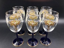 Servizio Calice Bicchiere Vino vetro Murano colorato Decoro Oro Porcellana