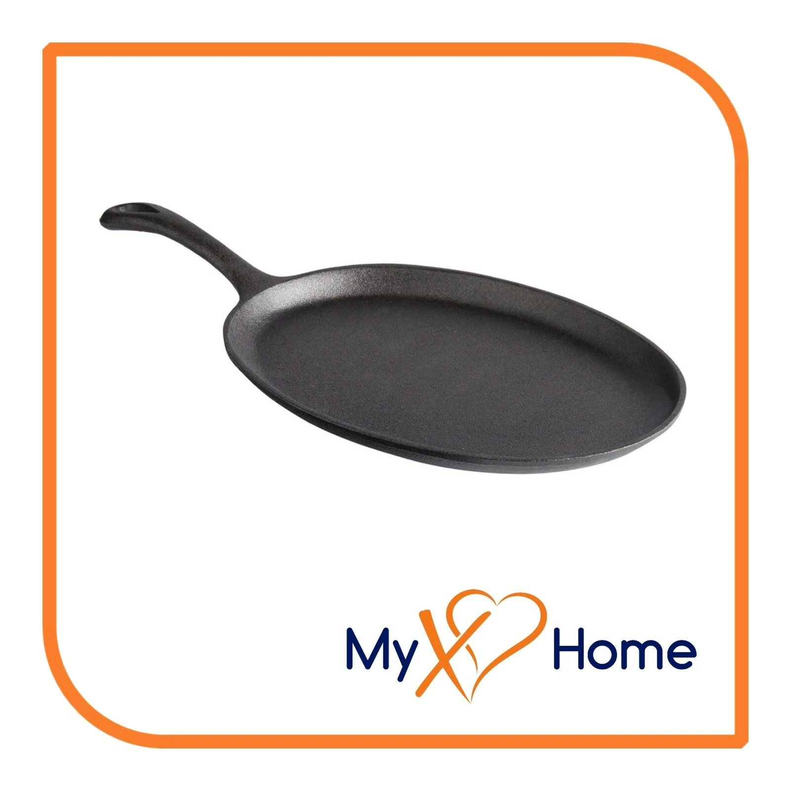 13" x 10" Oval Pre-Seasoned Cast Iron Fajita Skillet with Handle (1 Skillet)