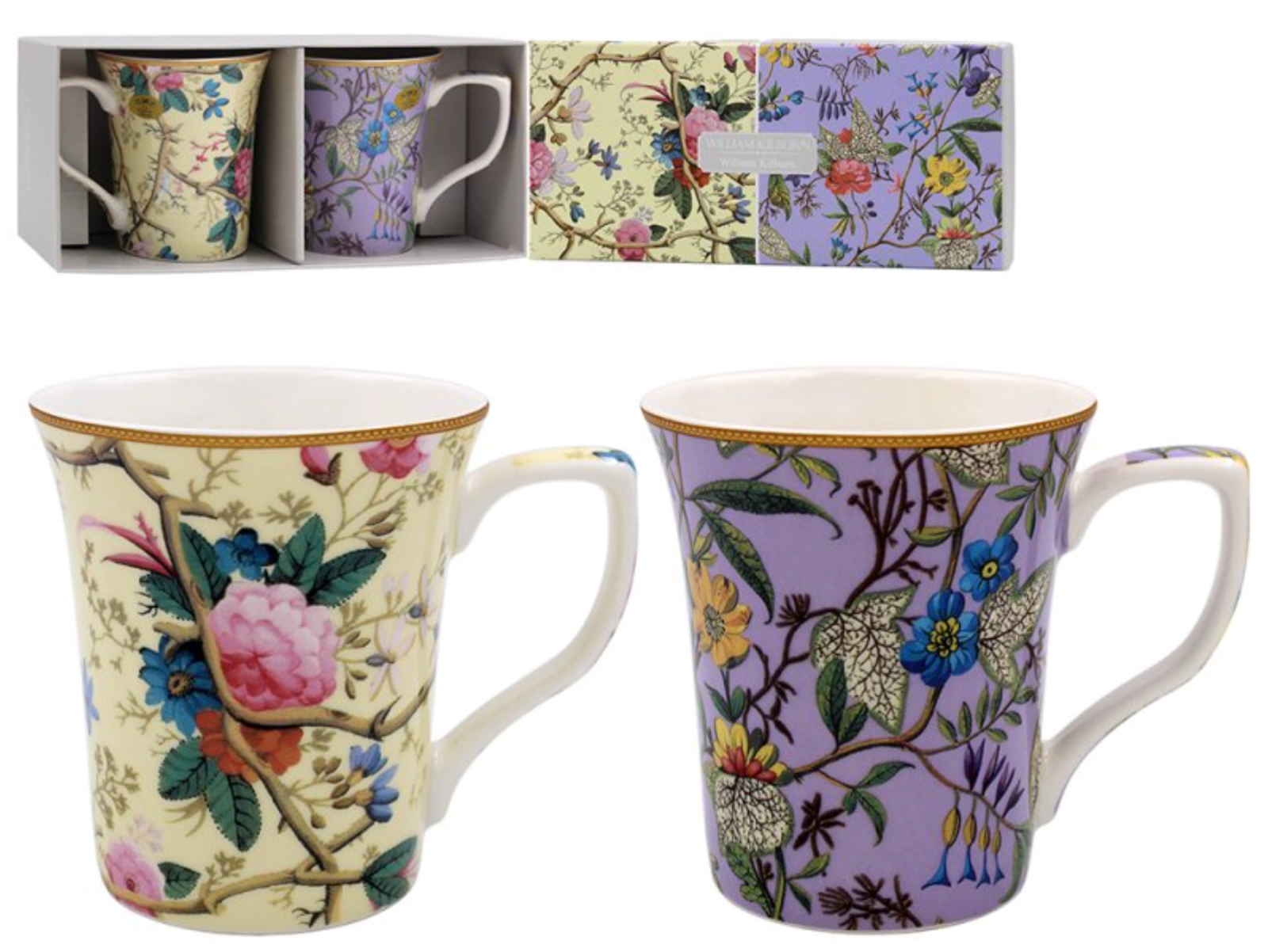 WILLIAM KILBURN Set of 2  Mugs in Gift Box, Tea of Coffee China Mug Leonardo NEW