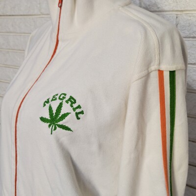 Lucky Brand Negril Pot Leaf Varsity Track Jacket Xl HTF 90s EUC