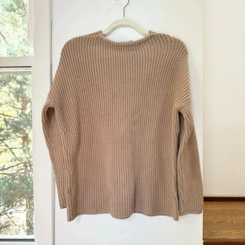 Jenni Kayne Cotton Cabin Sweater Oatmeal Oversized Knit Pullover Brown Sz Large - Picture 6 of 12