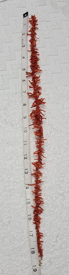 CORAL Rojo/Naranja Antiguo Collar Cierre Oro 14 K Foto 3 de 4