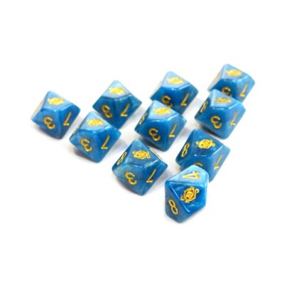Infinite Black Elder Dice d10 Tube - Eye of Chaos, Blue Nebula w/Gold (10) New