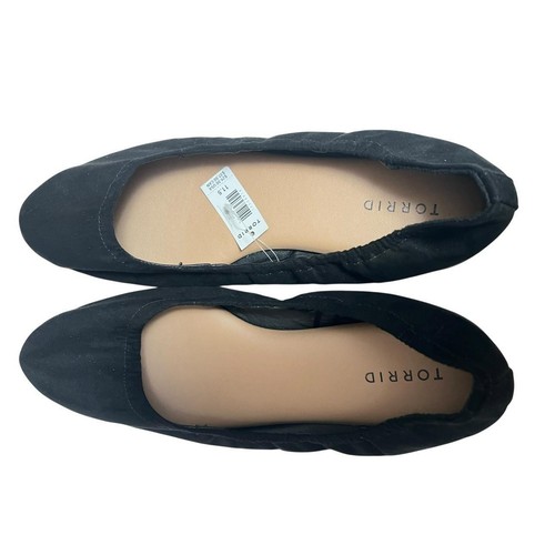 Torrid Schuhe Damen 11,5 WW schwarz Ballerinas veganes Leder Scrunch Slipper - Bild 2 von 7