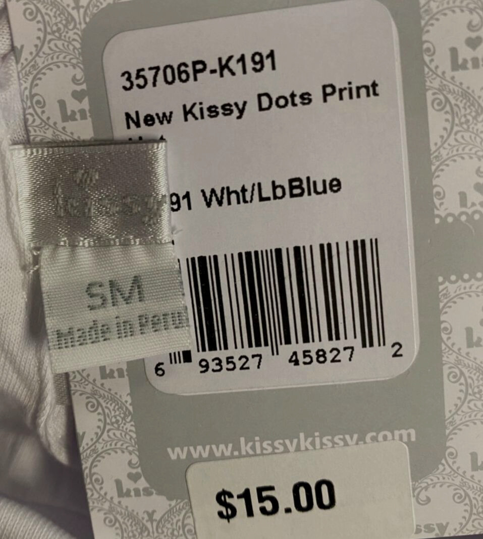 Kissy Kissy Boy's White Blue PolkaDot Print Baby Hat Size SM (03M/3