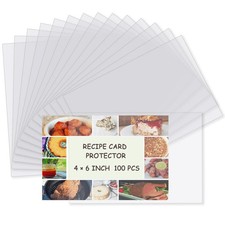 100 Pcs 4x6 Inch Clear Recipe Card Protectors Index Card Sleeves for Cookbook