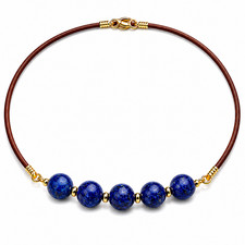 Blue Sodalite Gemstone Necklace Women–Natural Stone Pendant–Leather Cord Boho