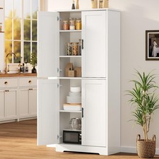Kitchen Pantry Storage Cabinet ,Tall Cupboard Modern Cabinet w/ Doors  Shelves