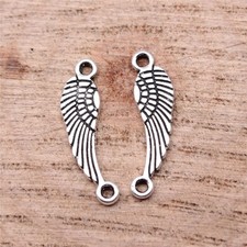 30/80PCS Antique Silver Tone Angel WING Charm Connector for Necklace XCS136