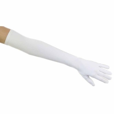 Greatlookz Matte Satin Opera Length Gloves, White