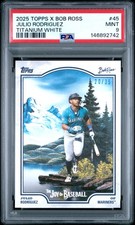 2025 TOPPS BOB ROSS THE JOY OF BASEBALL Julio Rodriguez Titanium White /35 PSA 9